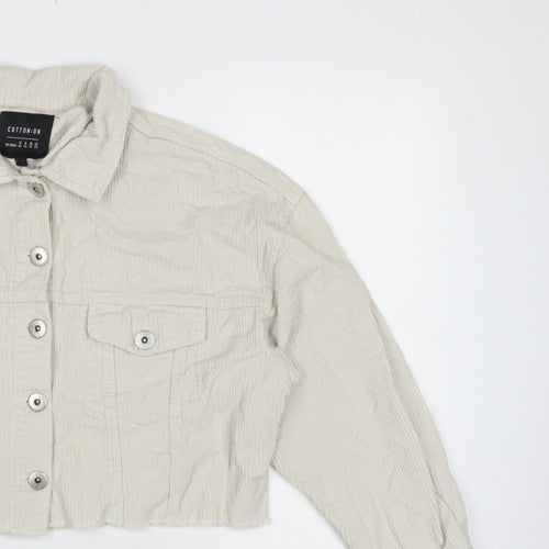 Cotton On Women’s Ivory UK 12 Cropped Corduroy Button Jacket