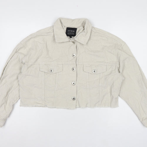 Cotton On Women’s Ivory UK 12 Cropped Corduroy Button Jacket