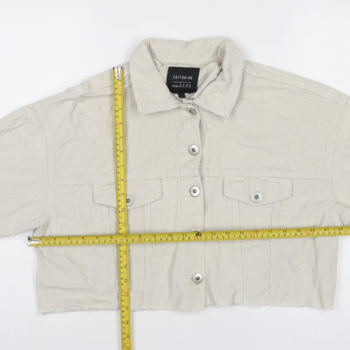 Cotton On Women’s Ivory UK 12 Cropped Corduroy Button Jacket