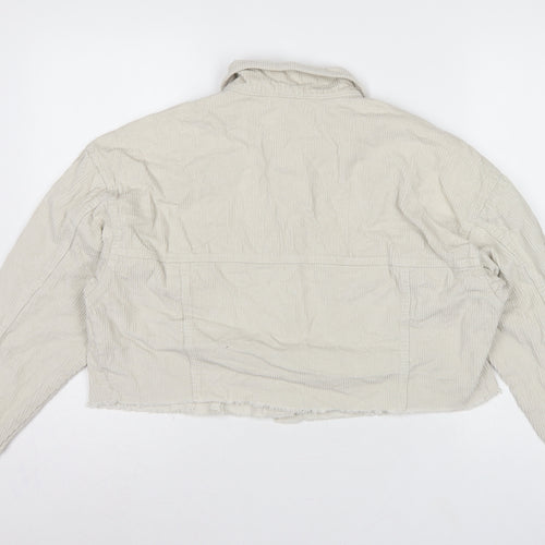 Cotton On Women’s Ivory UK 12 Cropped Corduroy Button Jacket