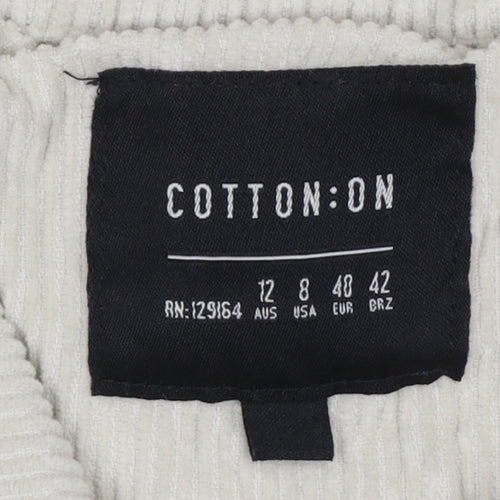 Cotton On Women’s Ivory UK 12 Cropped Corduroy Button Jacket