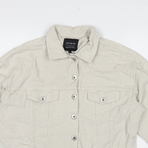 Cotton On Women’s Ivory UK 12 Cropped Corduroy Button Jacket