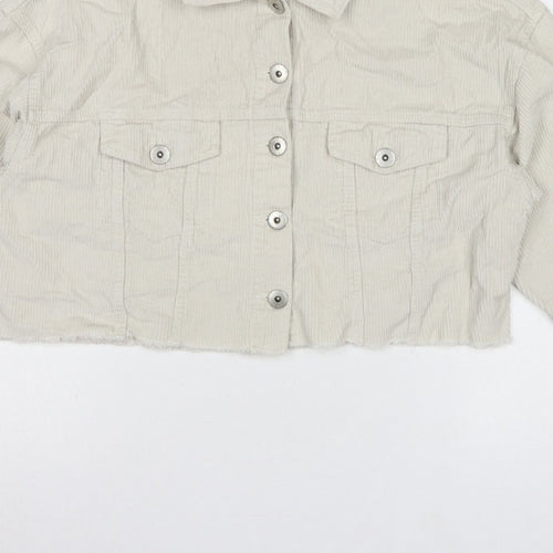 Cotton On Women’s Ivory UK 12 Cropped Corduroy Button Jacket