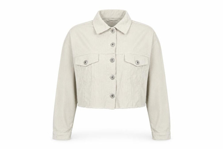 Cotton On Women’s Ivory UK 12 Cropped Corduroy Button Jacket