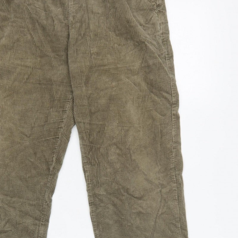 Uniqlo Women's Green S Corduroy Elastic Waist Tapered Trousers