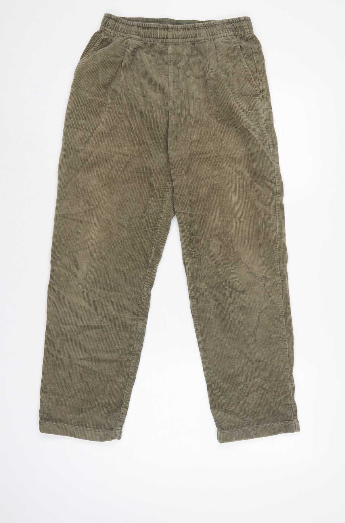 Uniqlo Women's Green S Corduroy Elastic Waist Tapered Trousers