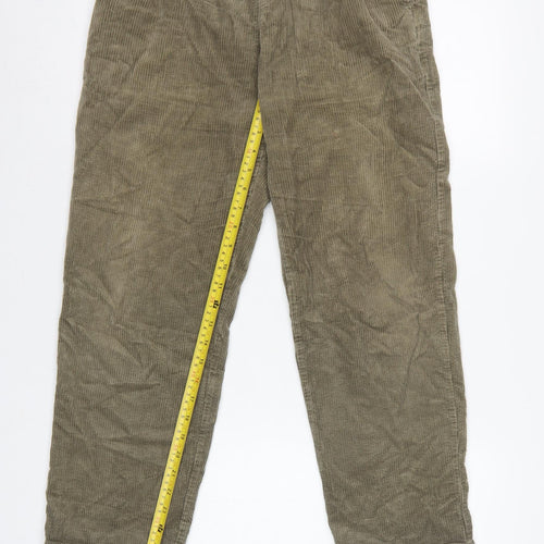 Uniqlo Women's Green S Corduroy Elastic Waist Tapered Trousers