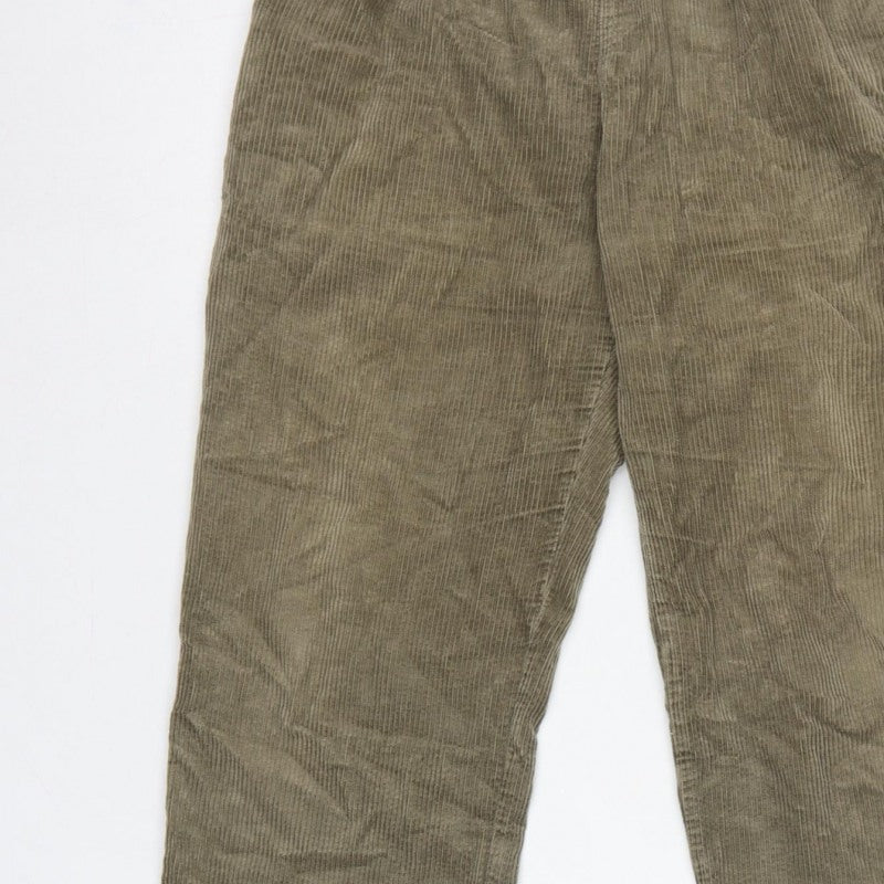 Uniqlo Women's Green S Corduroy Elastic Waist Tapered Trousers