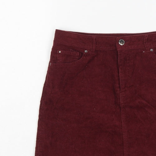 H&M Women’s Burgundy Red UK 10 Corduroy Straight Mini Skirt Pockets