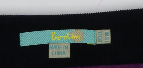 Boden Women Black UK 14 A-Line Corduroy Embroidered Knee Skirt