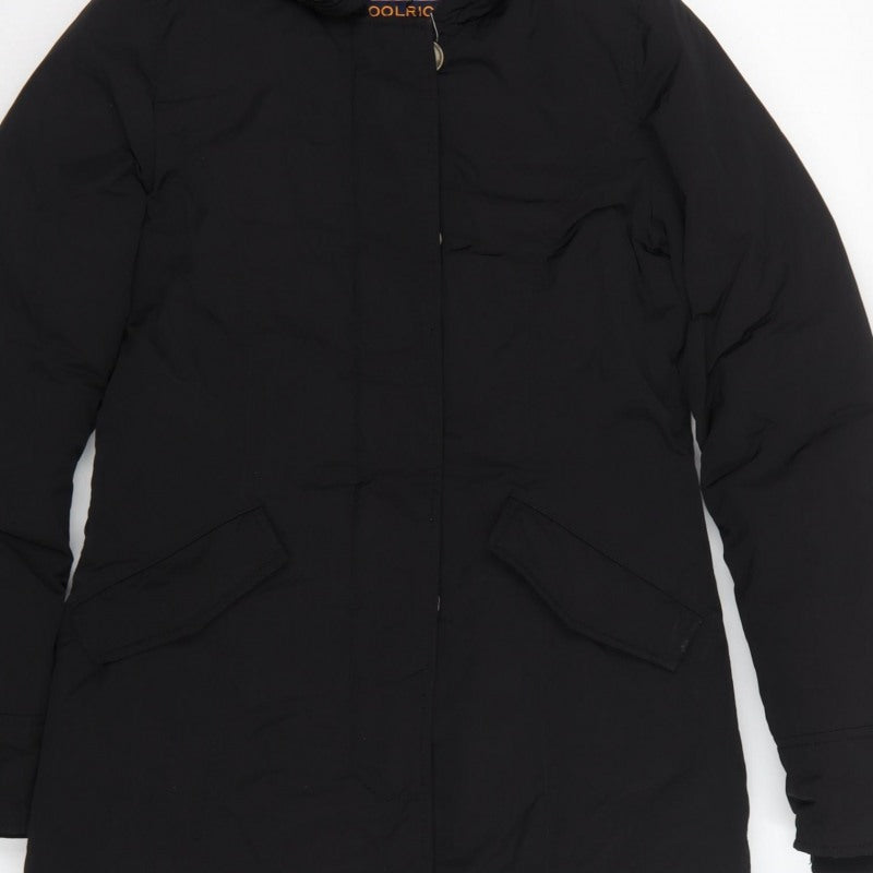 Woolrich Women’s Black XS Arctic Parka Hooded Down Fur Trim Coat