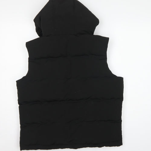 Superdry Women Black UK 14 Puffer Hooded Quilted Waistcoat Gilet