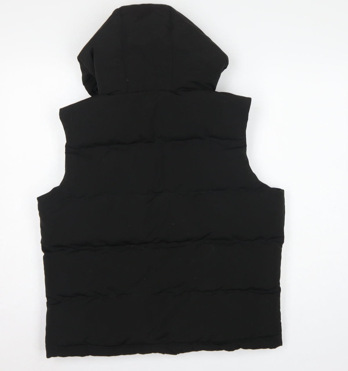 Superdry Women Black UK 14 Puffer Hooded Quilted Waistcoat Gilet