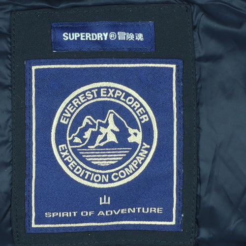 Superdry Women Black UK 14 Puffer Hooded Quilted Waistcoat Gilet
