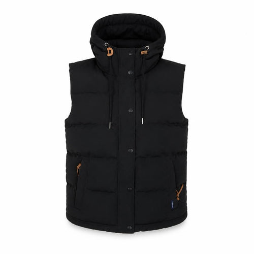 Superdry Women Black UK 14 Puffer Hooded Quilted Waistcoat Gilet