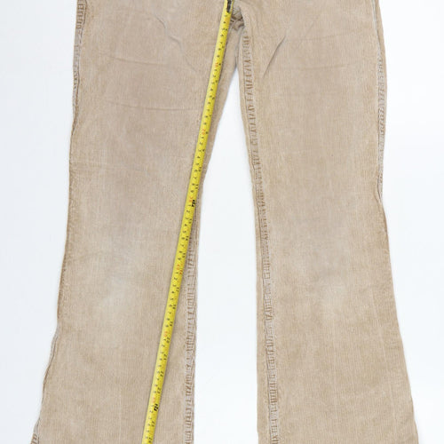 Divided H&M Women’s Beige Corduroy Flared Trousers UK 14 Low Rise