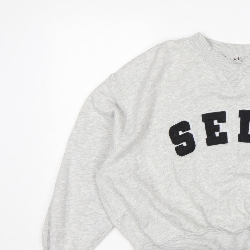 Additional view of Next Women Grey S Pullover Sweatshirt Self Logo Crew Neck