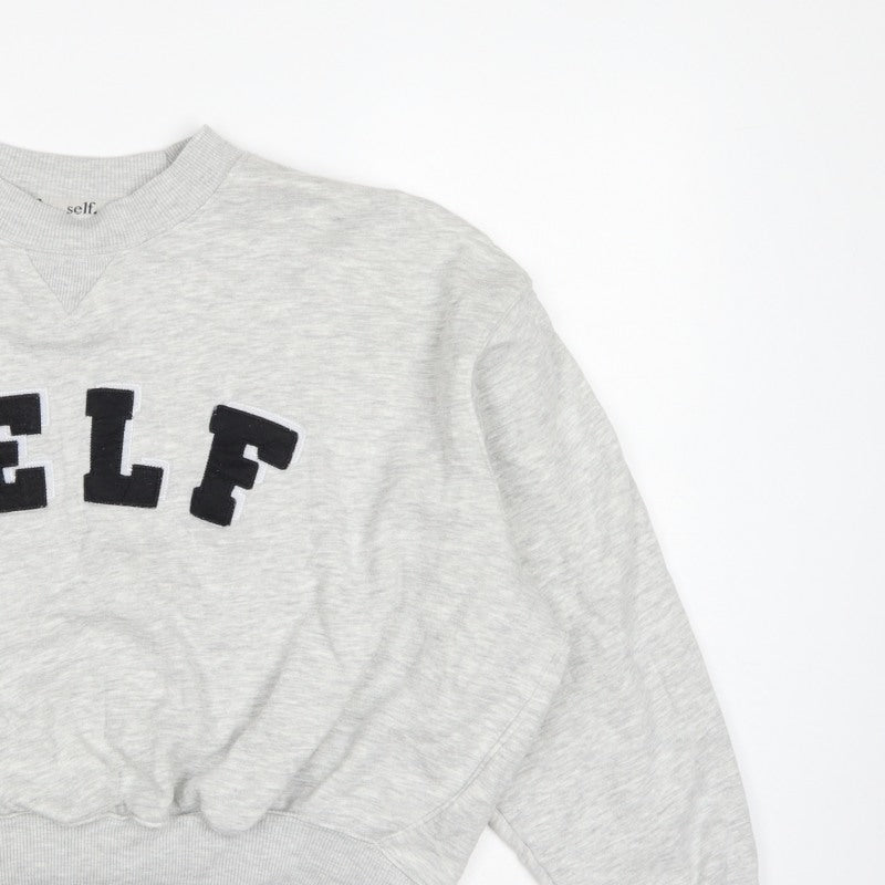 Additional view of Next Women Grey S Pullover Sweatshirt Self Logo Crew Neck