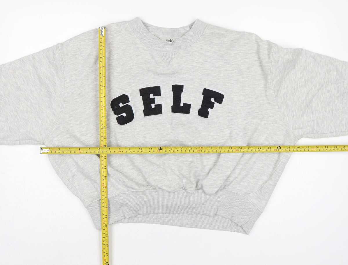 Close-up detail of Next Women Grey S Pullover Sweatshirt Self Logo Crew Neck
