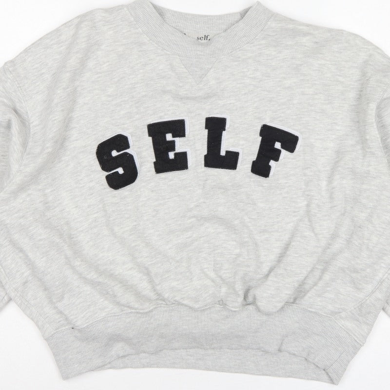 Additional view of Next Women Grey S Pullover Sweatshirt Self Logo Crew Neck