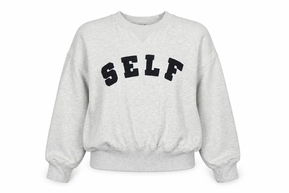 Front view of Next Women Grey S Pullover Sweatshirt Self Logo Crew Neck