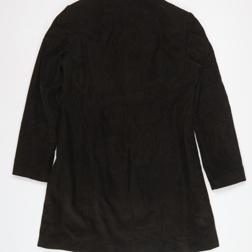 Per Una Women Brown M Corduroy Long Overcoat Leopard Lined