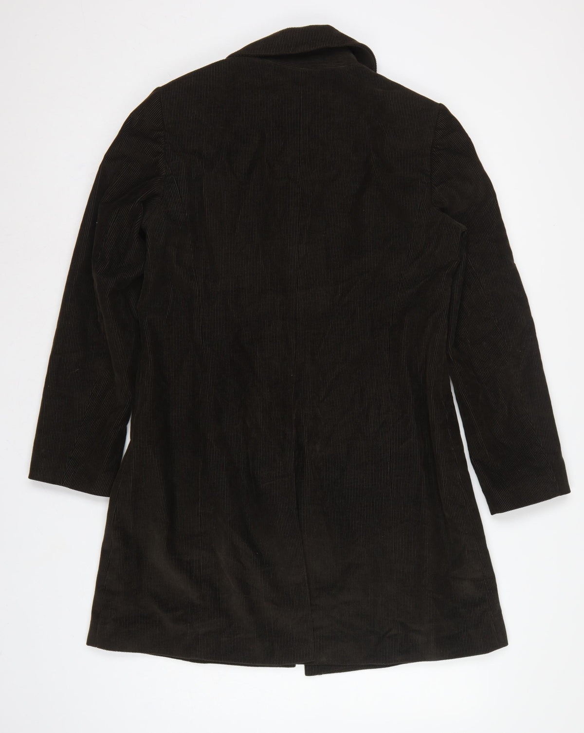 Per Una Women Brown M Corduroy Long Overcoat Leopard Lined