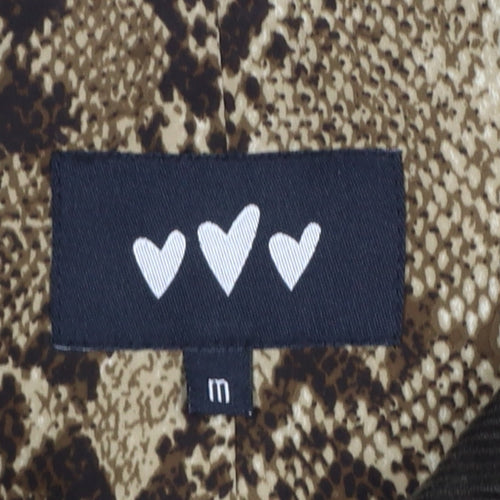 Per Una Women Brown M Corduroy Long Overcoat Leopard Lined