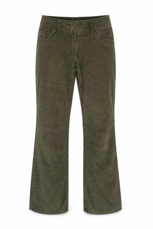 Mountain Beach Ocean Land Women's Green UK 10 Corduroy Bootcut Trousers