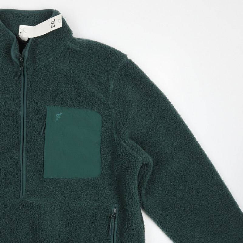 Primark Men’s Green 2XL Borg Fleece Half Zip Pullover Sweatshirt