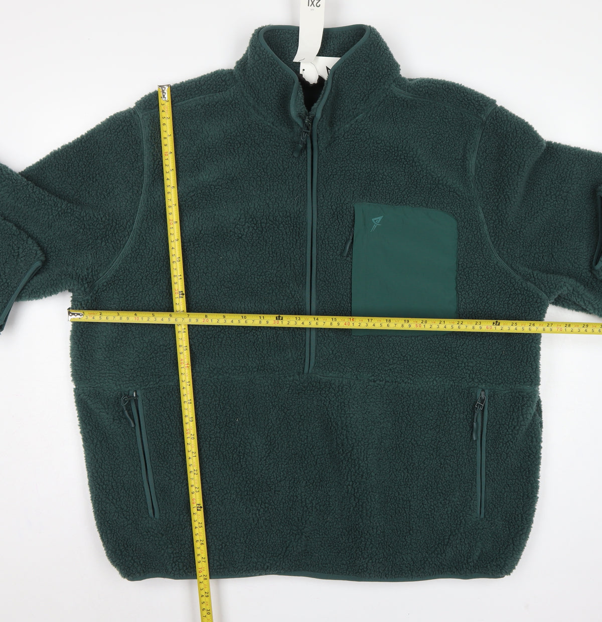 Primark Men’s Green 2XL Borg Fleece Half Zip Pullover Sweatshirt