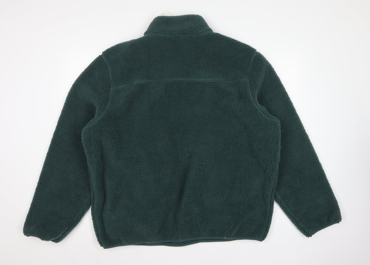 Primark Men’s Green 2XL Borg Fleece Half Zip Pullover Sweatshirt