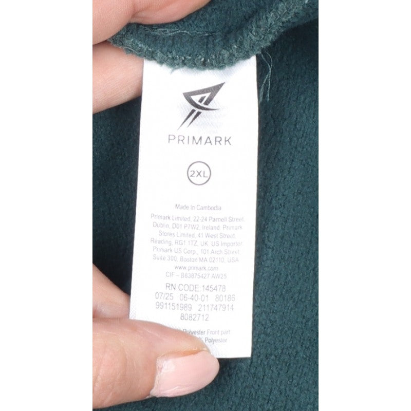 Primark Men’s Green 2XL Borg Fleece Half Zip Pullover Sweatshirt