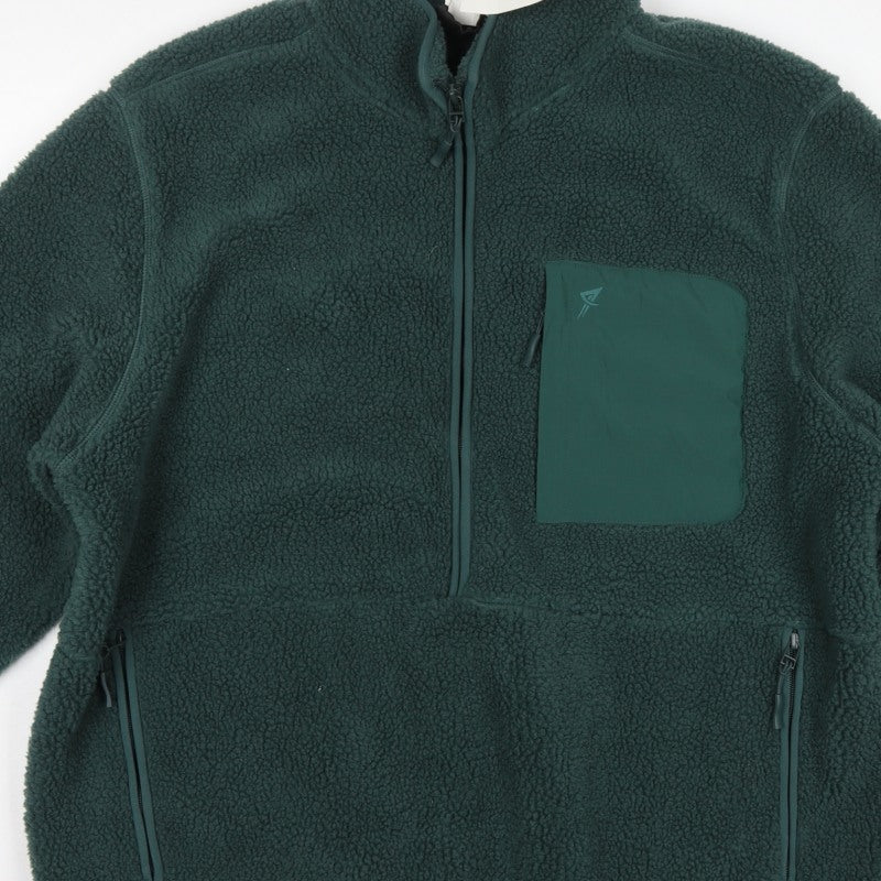Primark Men’s Green 2XL Borg Fleece Half Zip Pullover Sweatshirt