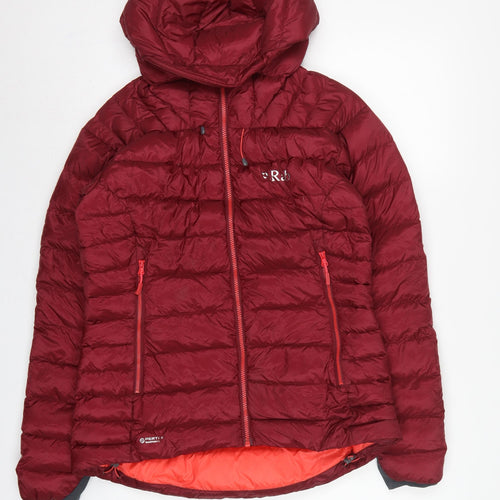Rab Women’s Red UK 12 Hooded Down Puffer Jacket Pertex