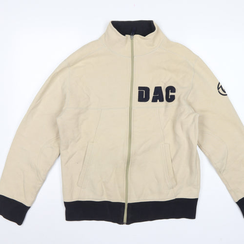 Duck and Cover Men’s Beige M Full Zip Fleece Sweatshirt Logo