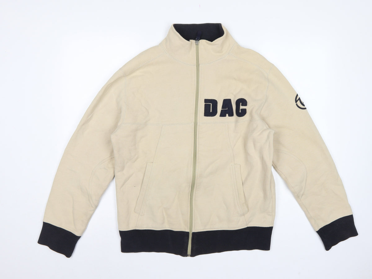 Duck and Cover Men’s Beige M Full Zip Fleece Sweatshirt Logo