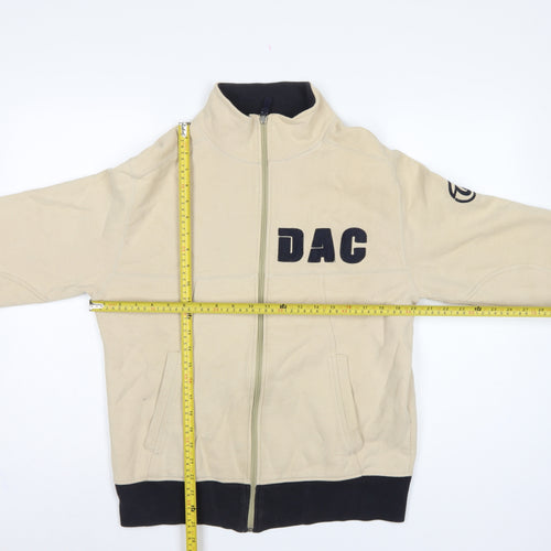 Duck and Cover Men’s Beige M Full Zip Fleece Sweatshirt Logo
