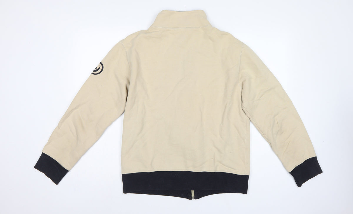 Duck and Cover Men’s Beige M Full Zip Fleece Sweatshirt Logo