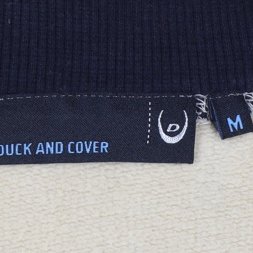 Duck and Cover Men’s Beige M Full Zip Fleece Sweatshirt Logo