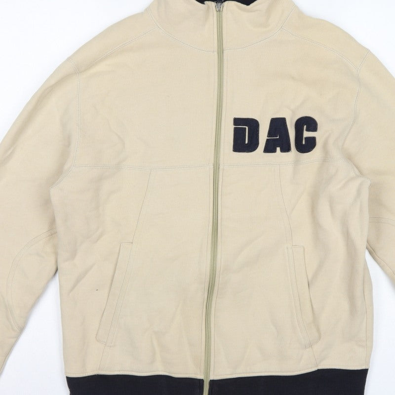 Duck and Cover Men’s Beige M Full Zip Fleece Sweatshirt Logo