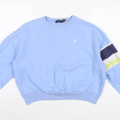 Polo Ralph Lauren Women Blue M Pullover Sweatshirt Logo Colourblock