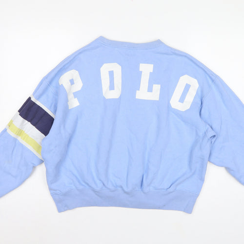 Polo Ralph Lauren Women Blue M Pullover Sweatshirt Logo Colourblock