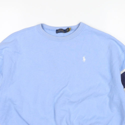 Polo Ralph Lauren Women Blue M Pullover Sweatshirt Logo Colourblock