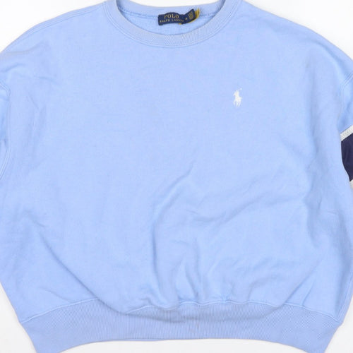 Polo Ralph Lauren Women Blue M Pullover Sweatshirt Logo Colourblock