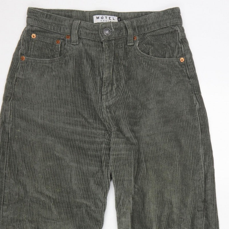 Motel Women’s Green XS High Rise Straight Corduroy Trousers