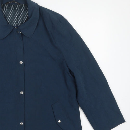 Bonmarché Women’s Navy Blue Size 16 Collared Lightweight Snap Jacket
