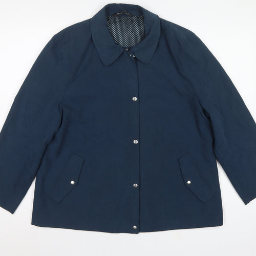 Bonmarché Women’s Navy Blue Size 16 Collared Lightweight Snap Jacket