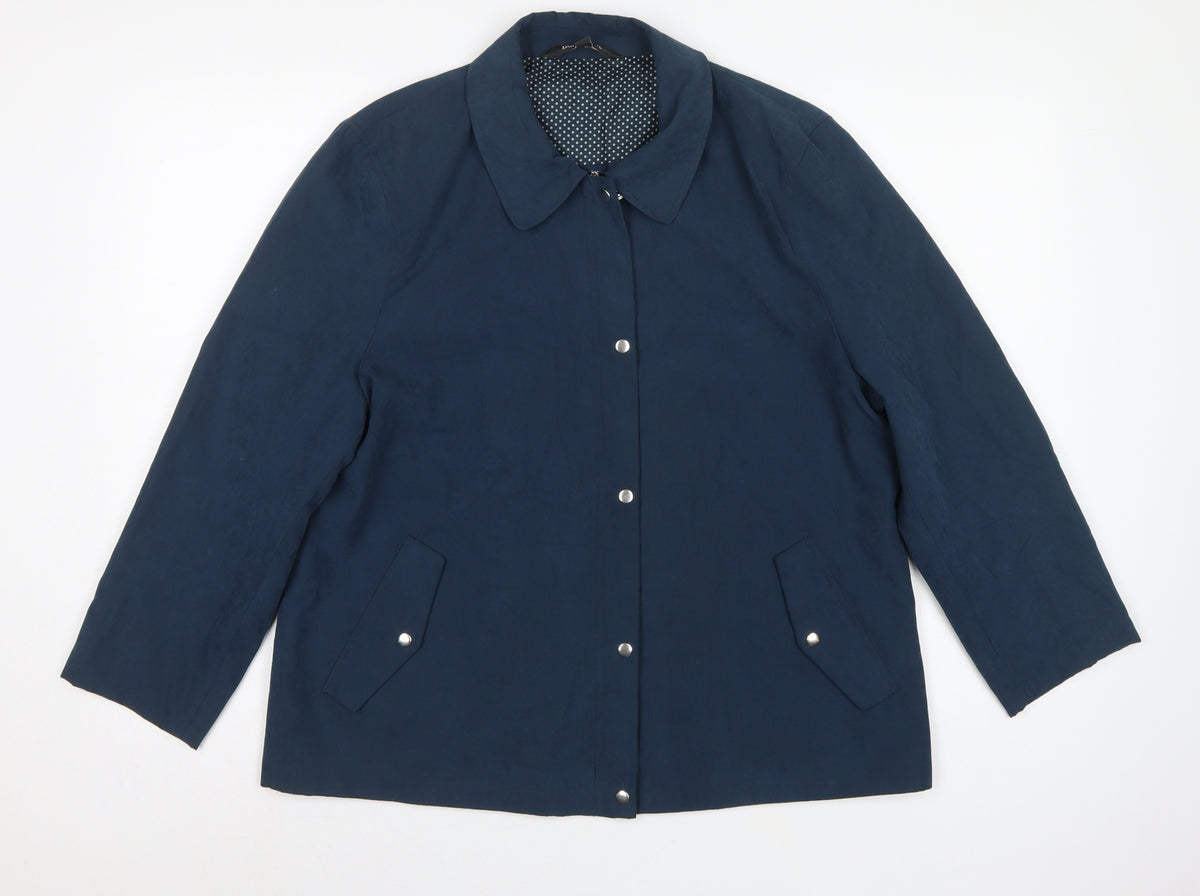 Bonmarché Women’s Navy Blue Size 16 Collared Lightweight Snap Jacket