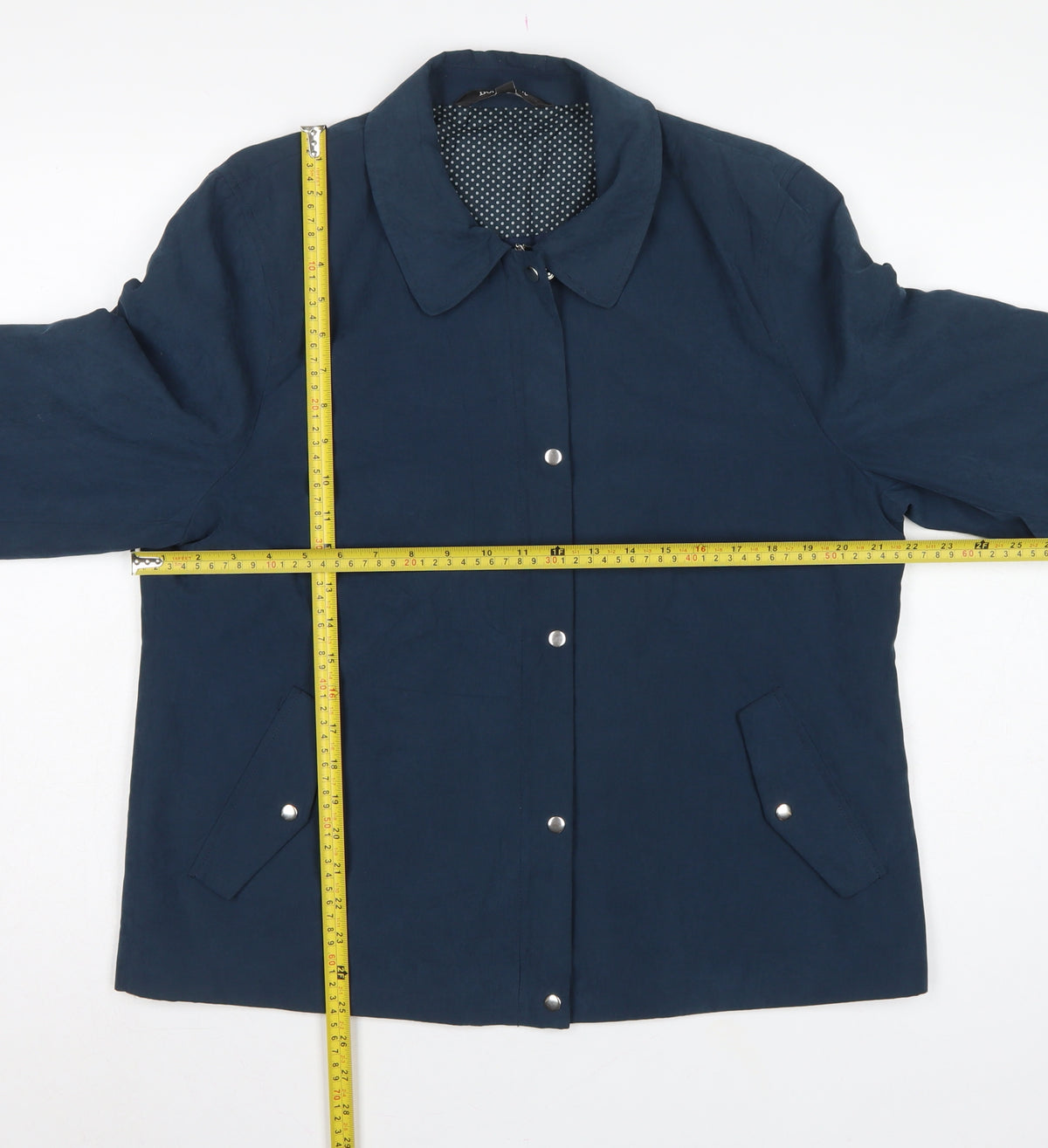 Bonmarché Women’s Navy Blue Size 16 Collared Lightweight Snap Jacket